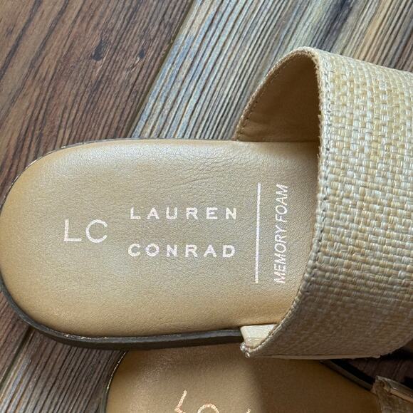 Lauren Conrad Sunstone Natural women’s Sz 6.5 Medium slide sandals Slip-on Flats - Picture 2 of 5